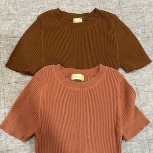 Altar’d State super cute sweaters. Two for one! Soft ribbed short sleeve. S